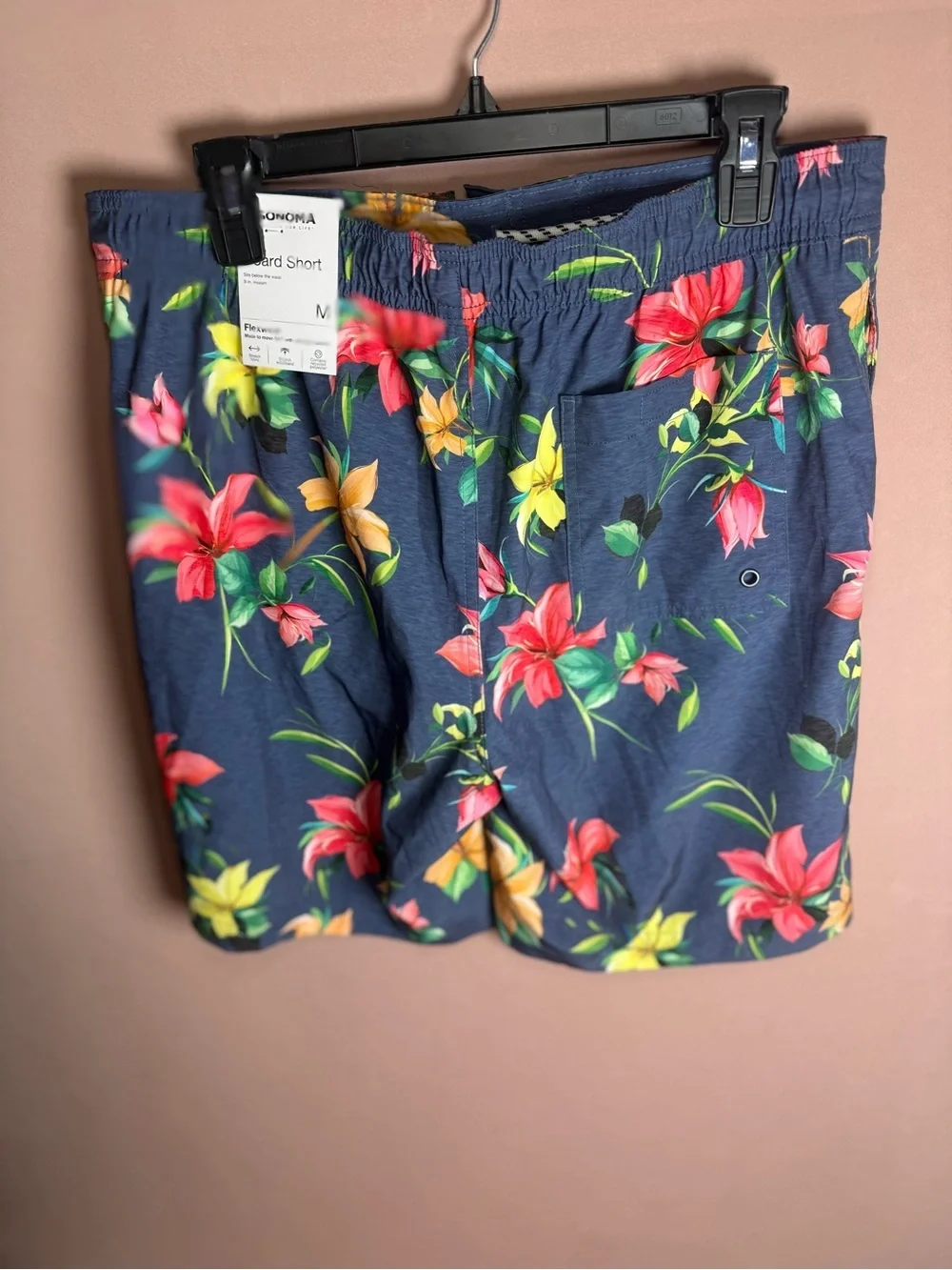 Sonoma Men's Board Short Hawaiian Floral Swim Trunks Bathing Suit Size M NWT